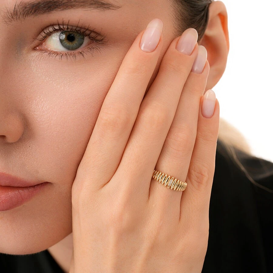 Altın Taşlı Mekik Yüzük - 3