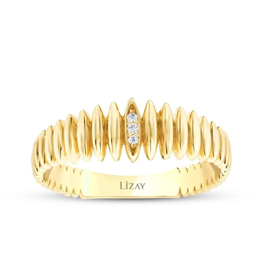 Altın Taşlı Mekik Yüzük - 1