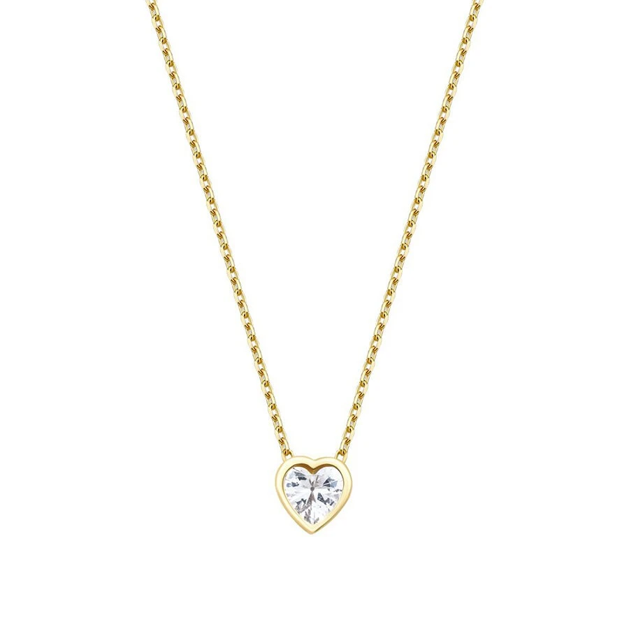 Altın Taşlı Minimal Kalp Kolye - 1
