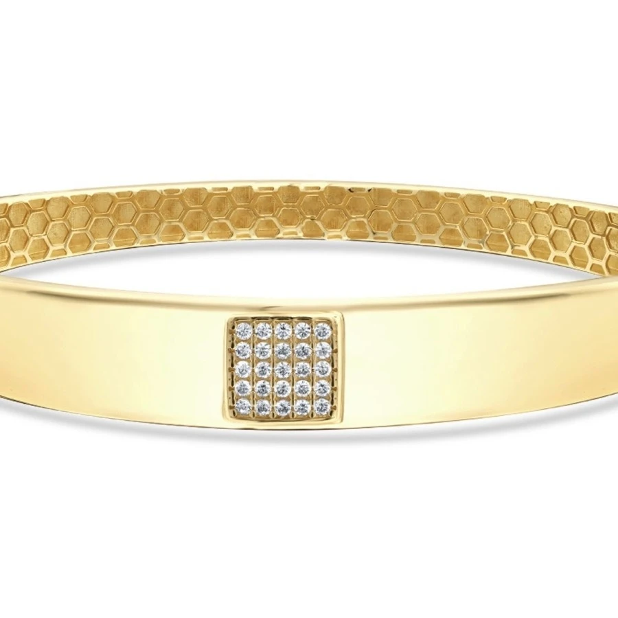 Altın Taşlı Modern Kelepçe - 2