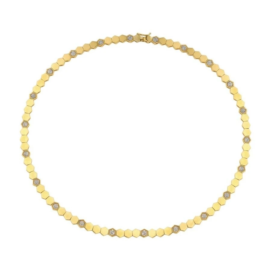 Altın Taşlı Petek Kolye - 1