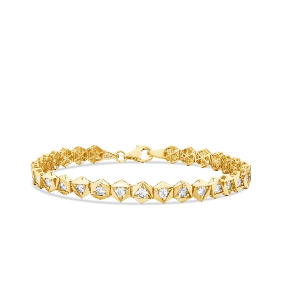 Altın Taşlı Piramit Bileklik - 1