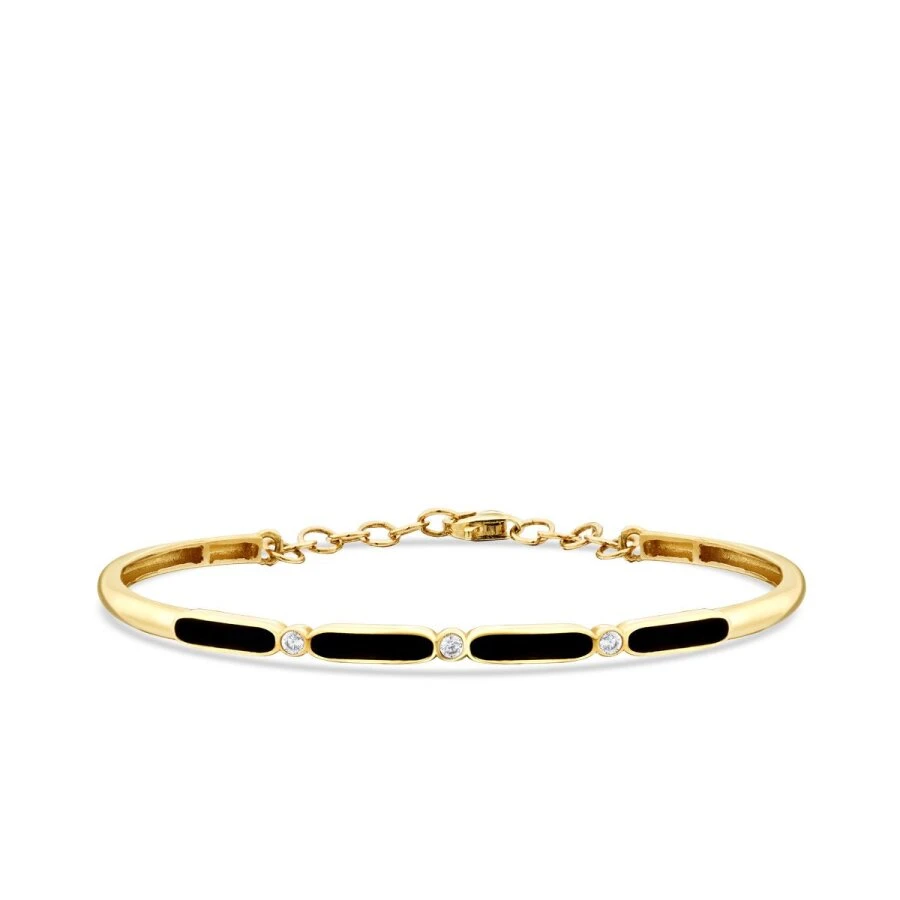 Altın Taşlı Siyah Mineli Kelepçe - 1