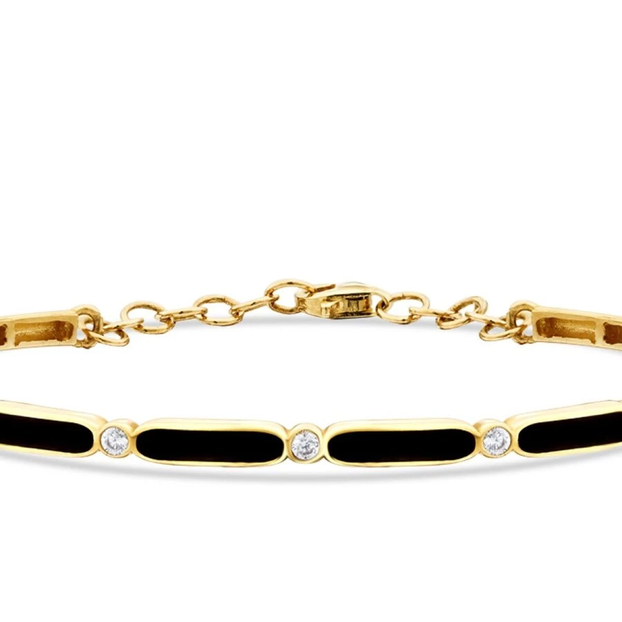 Altın Taşlı Siyah Mineli Kelepçe - 2