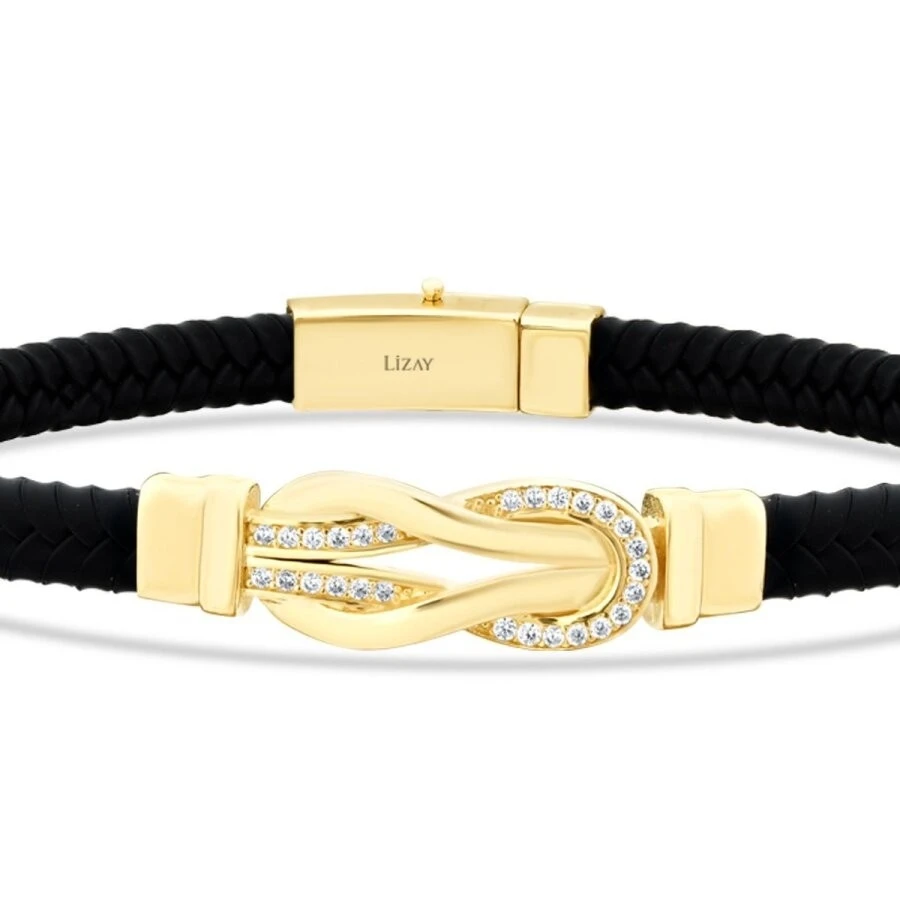 Altın Taşlı Sonsuzluk Erkek Bileklik - 2