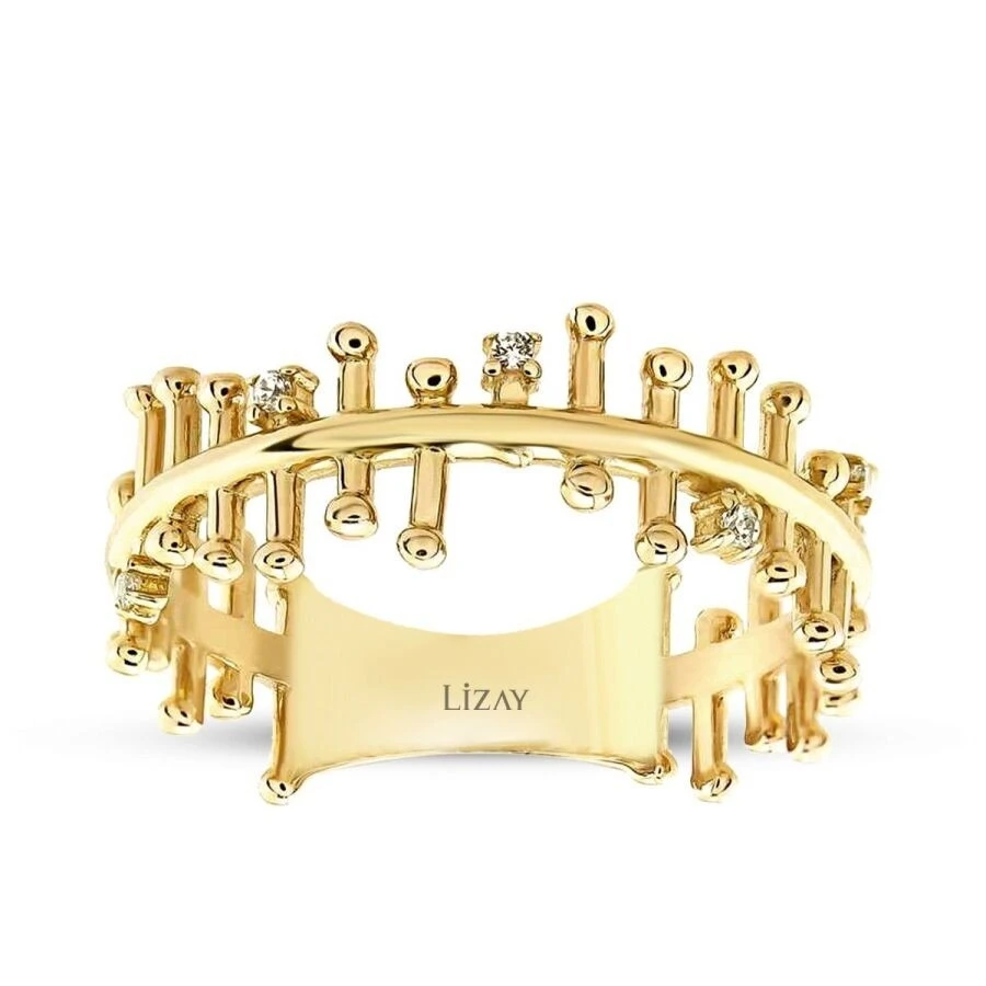 Altın Taşlı Tasarım Yüzük - 1