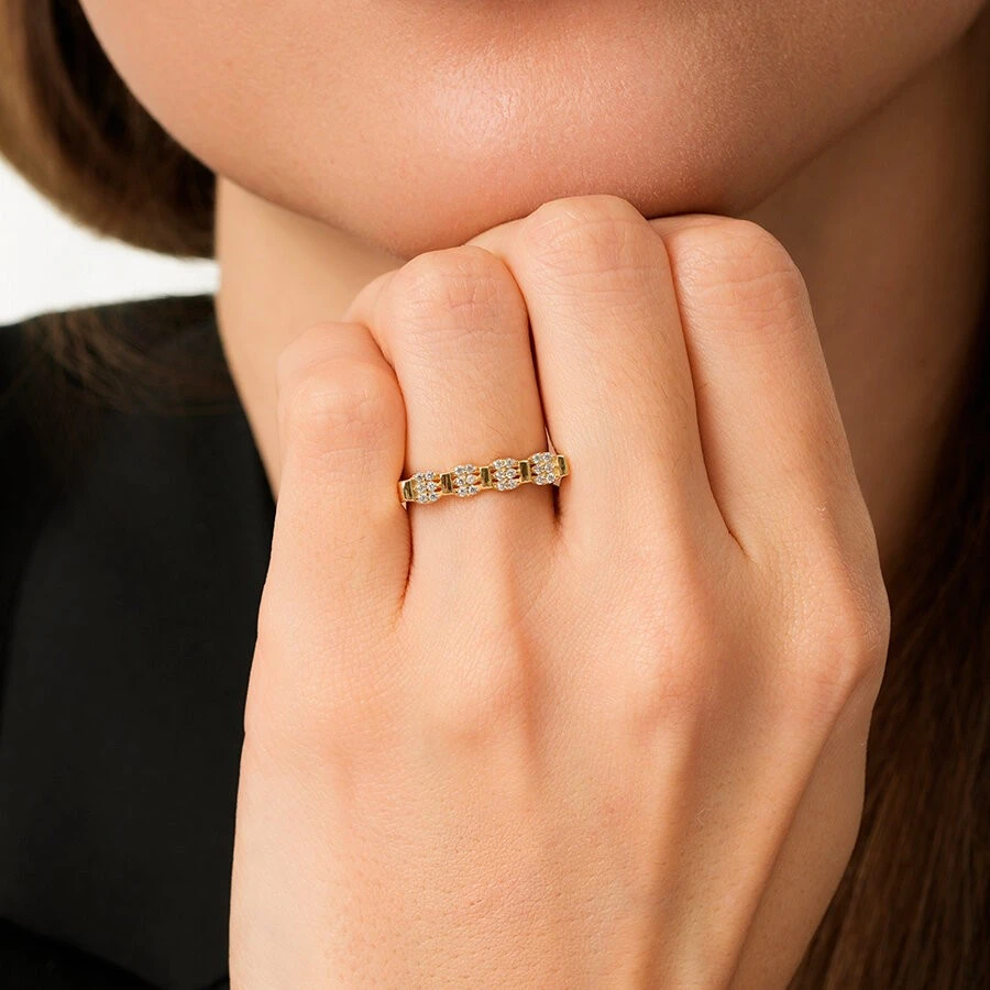 Altın Taşlı Trend Yüzük - 3