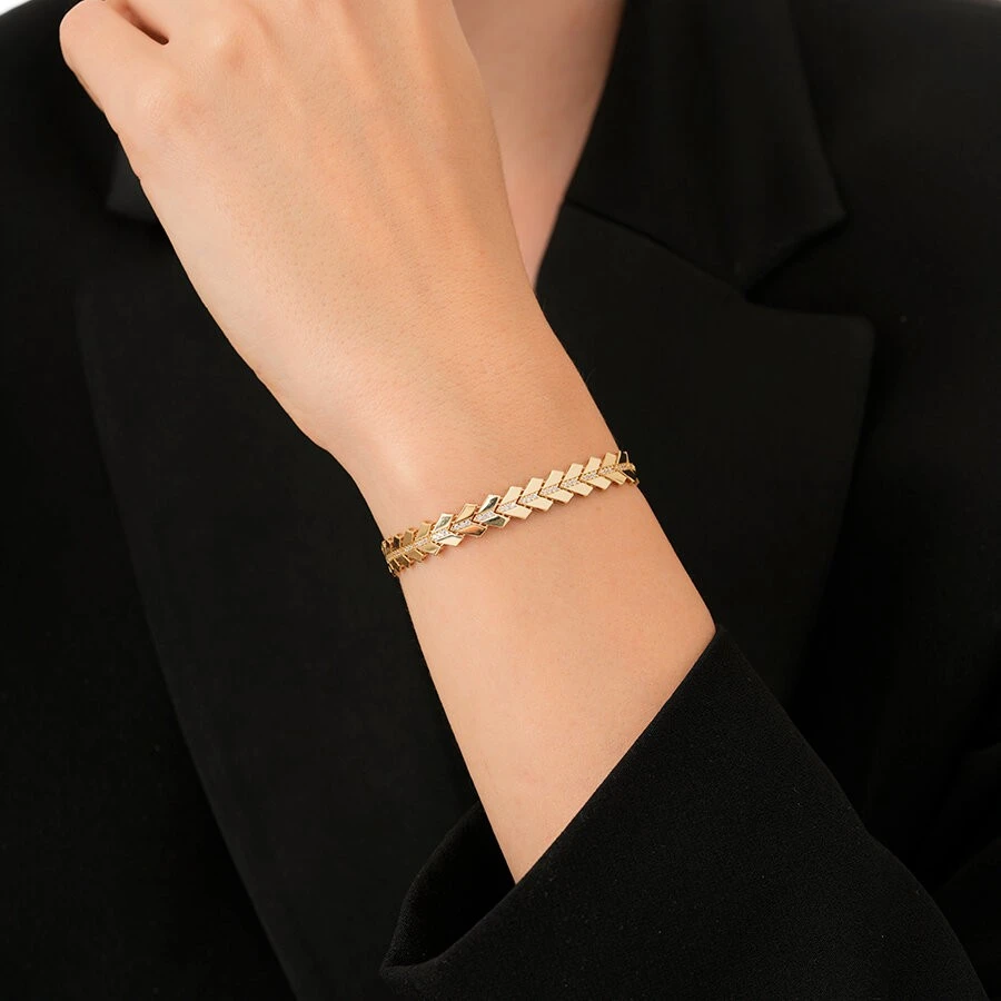 Altın Taşlı Üçgen Bileklik - 3