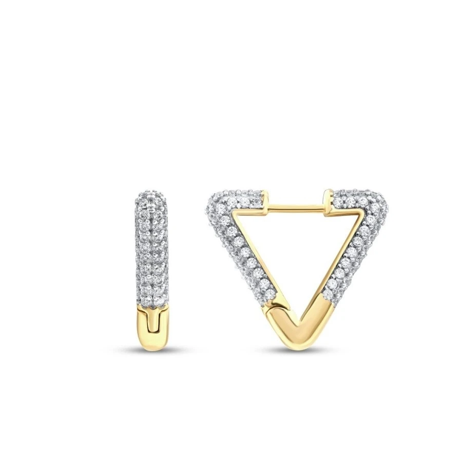 Altın Taşlı Üçgen Küpe - 1