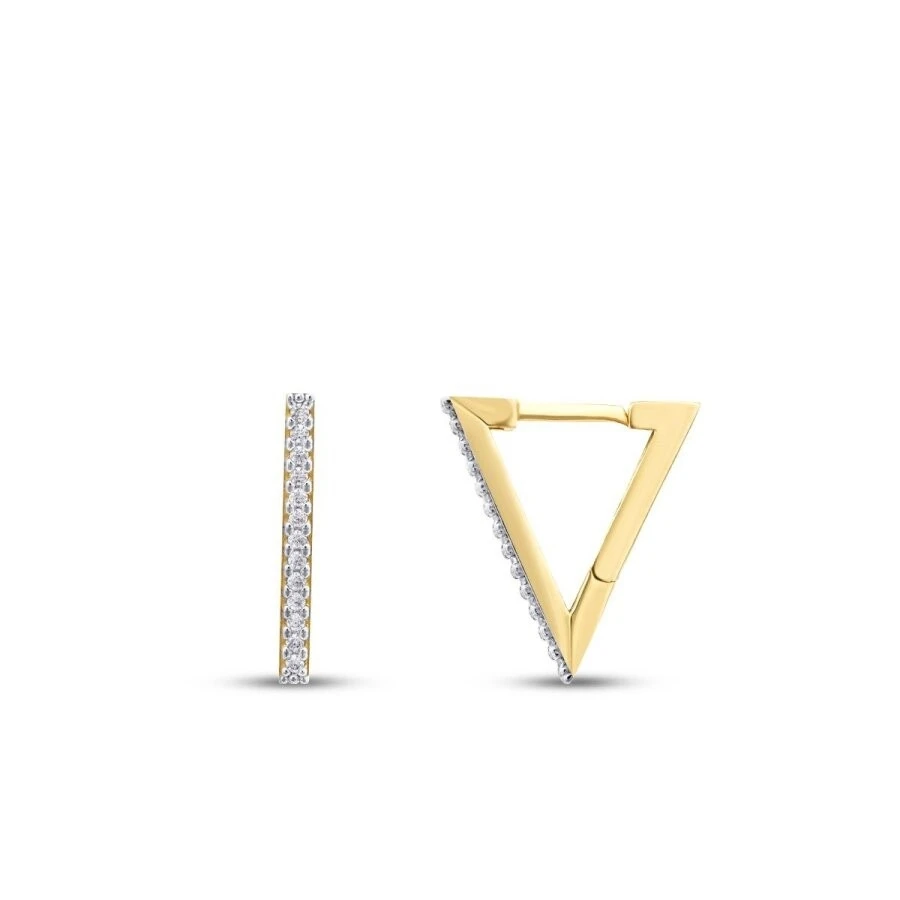 Altın Taşlı Üçgen Küpe - 1