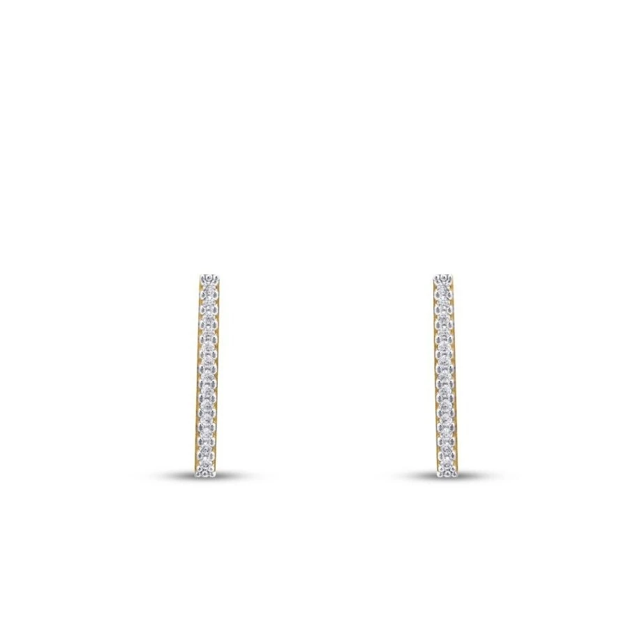 Altın Taşlı Üçgen Küpe - 2