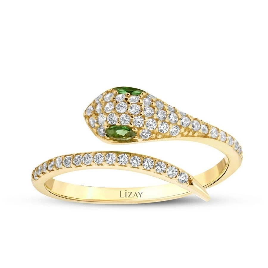 Altın Taşlı Yılan Yüzük - 1