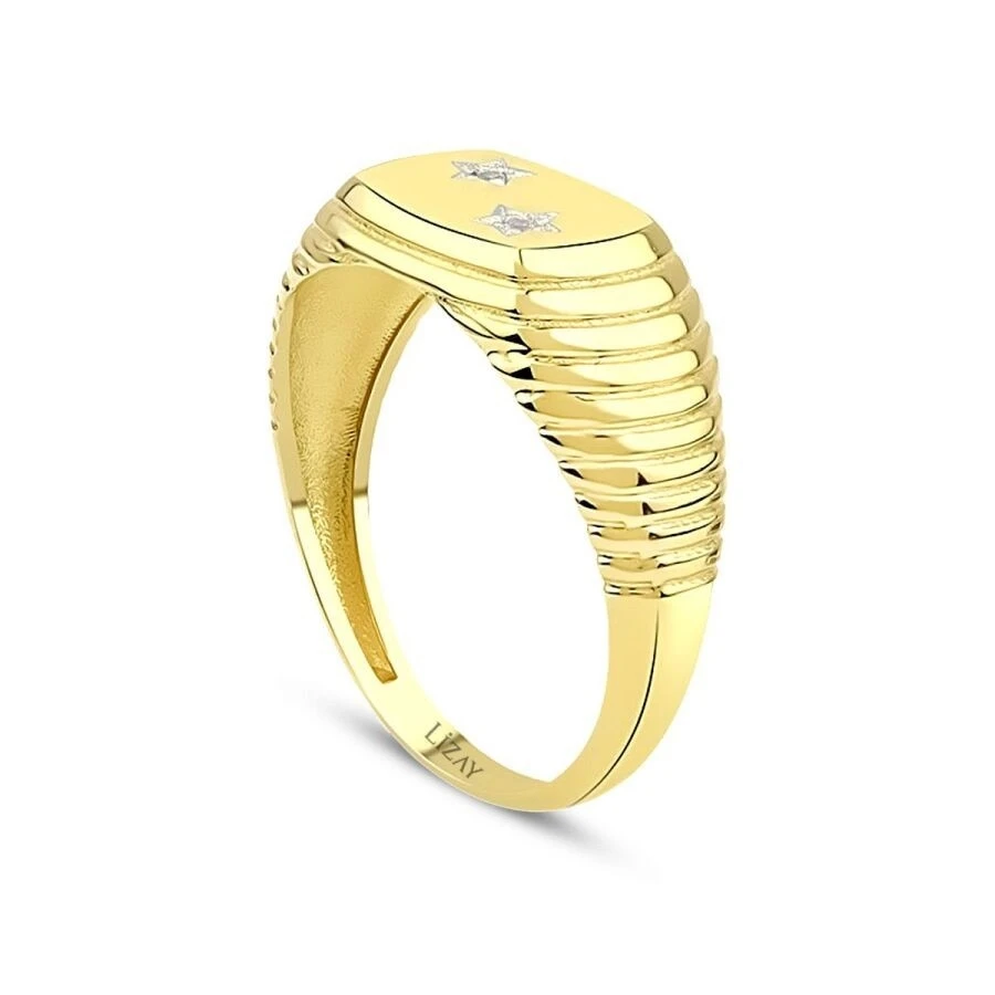 Altın Taşlı Yıldız Trend Yüzük - 2