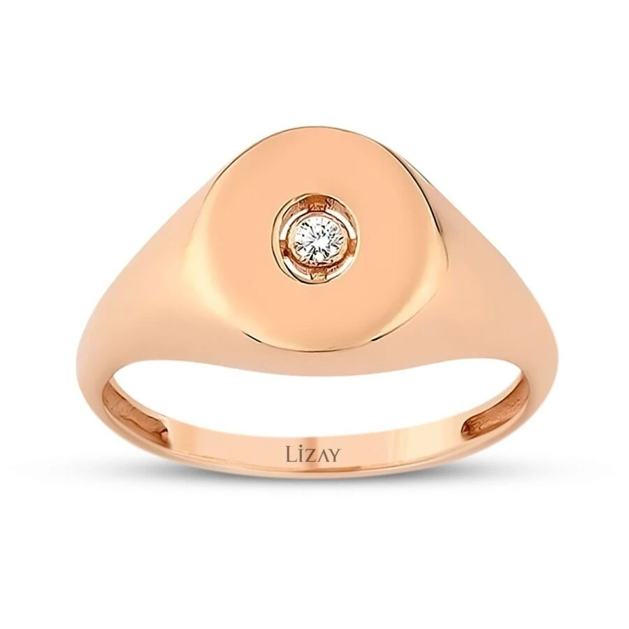 Altın Taşlı Yuvarlak Yüzük - 1