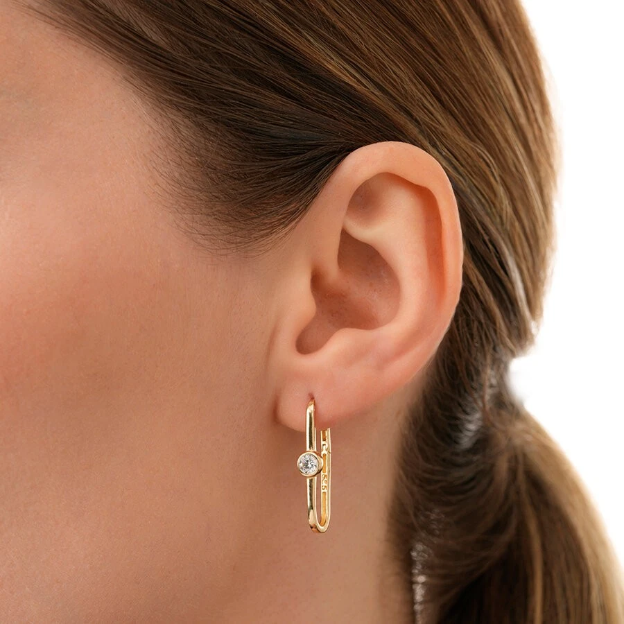 Altın Tek Taşlı Küpe - 3