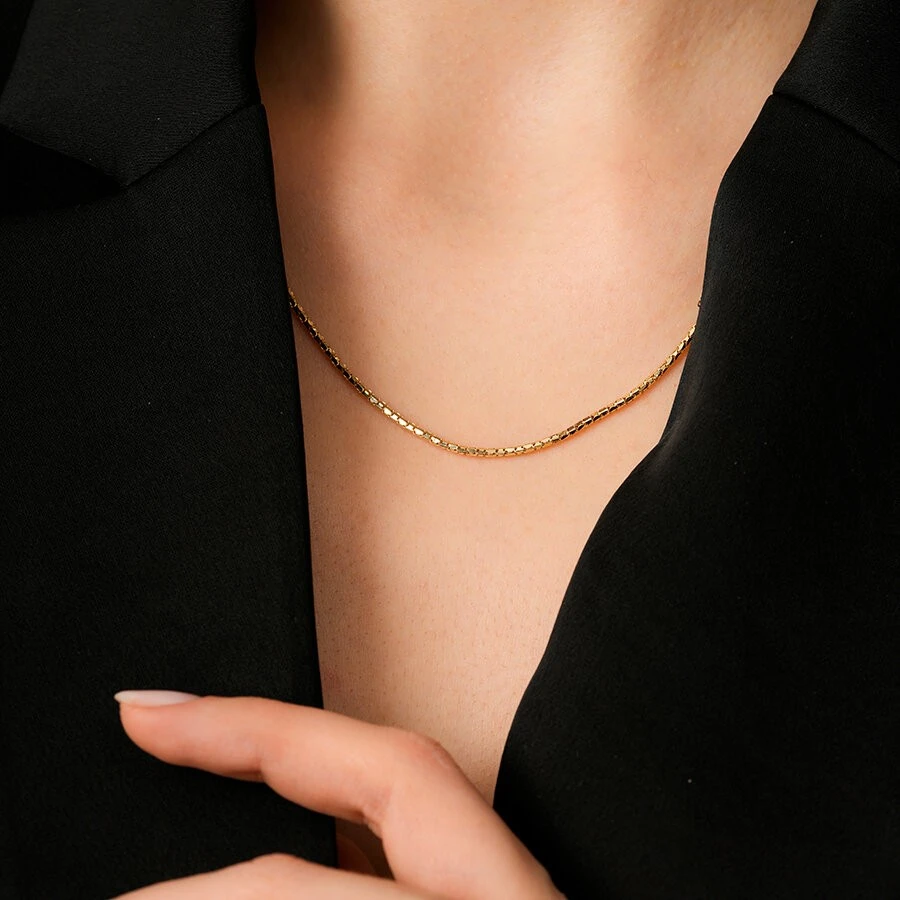 Altın Trend Küp Zincir Kolye - 3