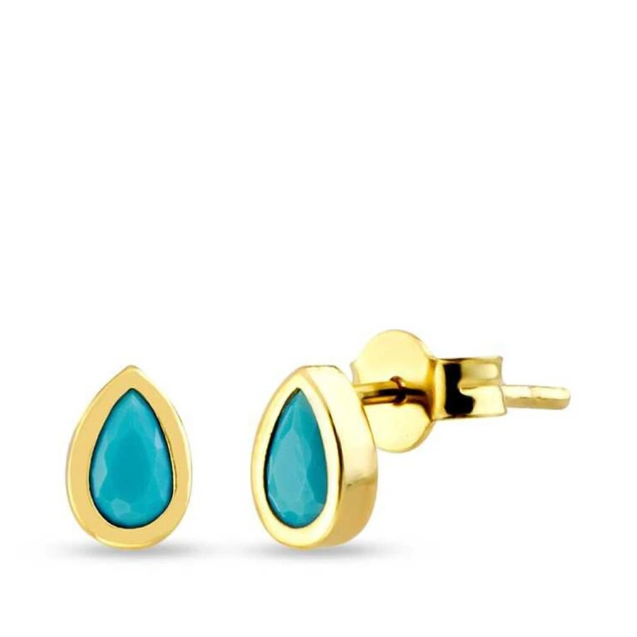 Altın Turkuaz Damla Küpe - 1