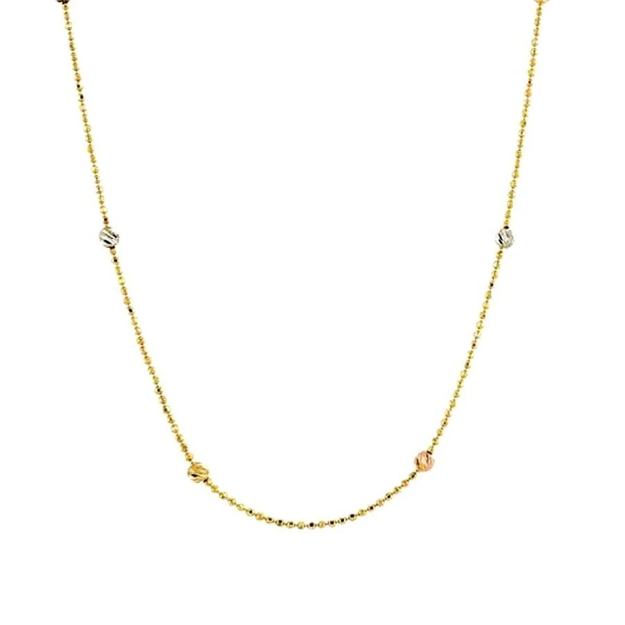 Altın Üç Renk Küçük Top Zincir Kolye - 2