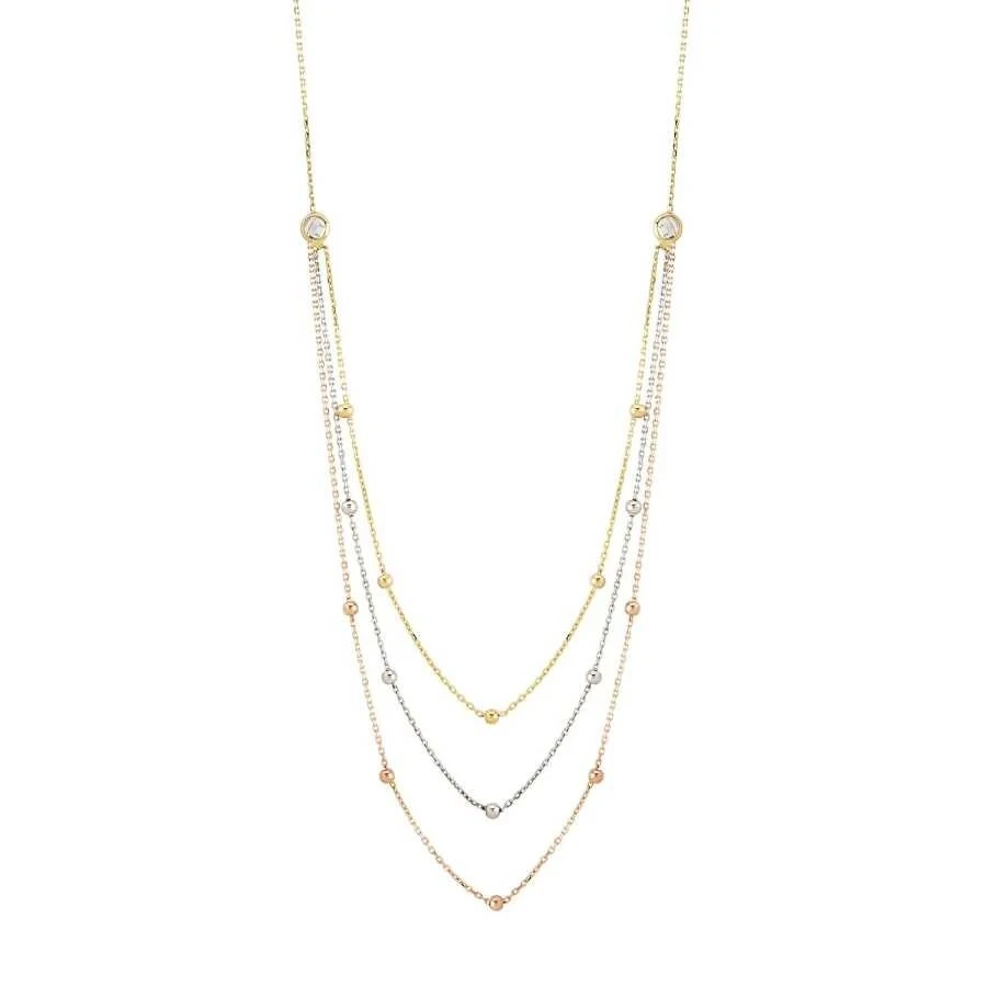 Altın Üç Renk Top Kolye - 1