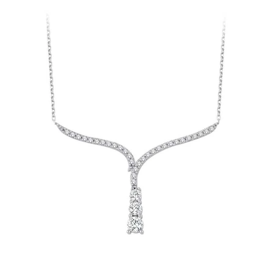 Altın Üç Taşlı Kolye - 1