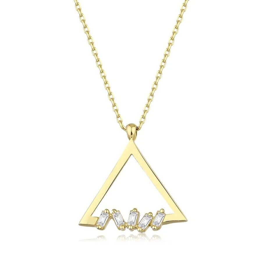 Altın Üçgen Baget Kolye - 1
