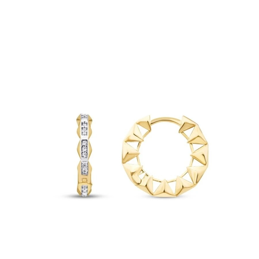 Altın Üçgen Sıra Taşlı Halka Küpe - 1