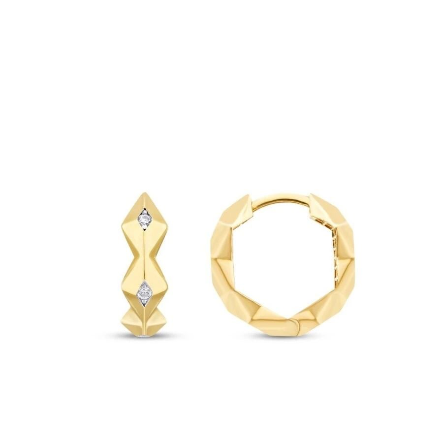 Altın Üçgen Taşlı Halka Küpe - 1