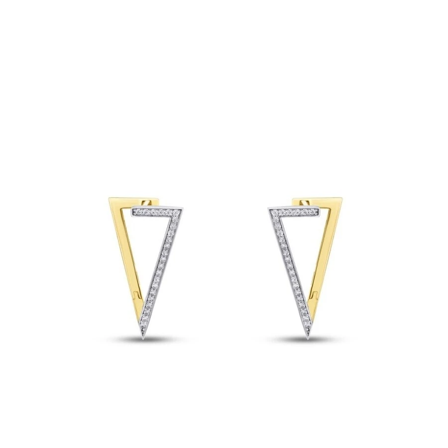 Altın Üçgen Taşlı Küpe - 2