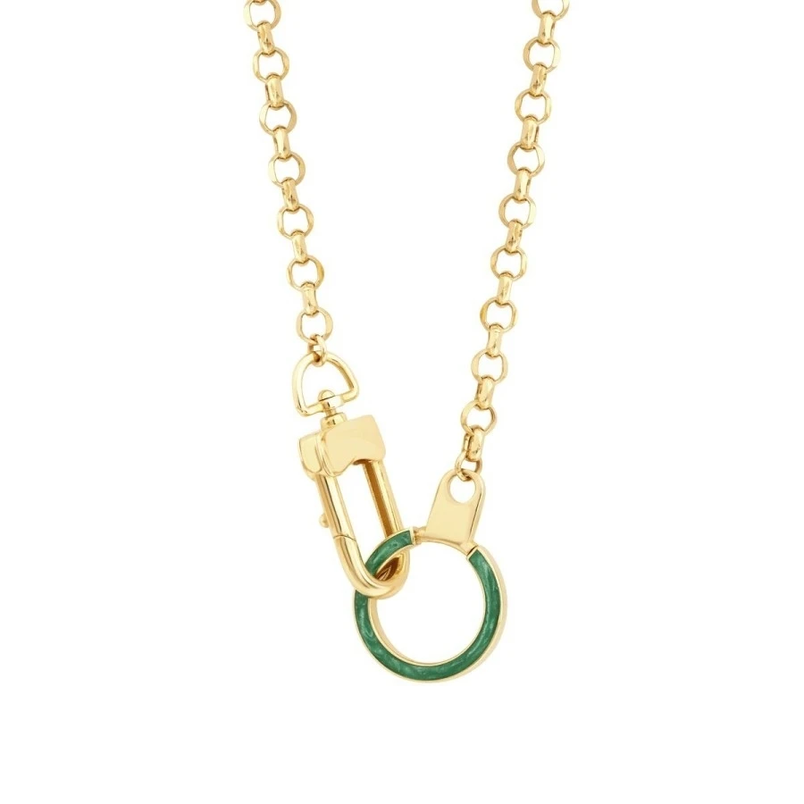 Altın Yeşil Mineli Halka Kolye - 1