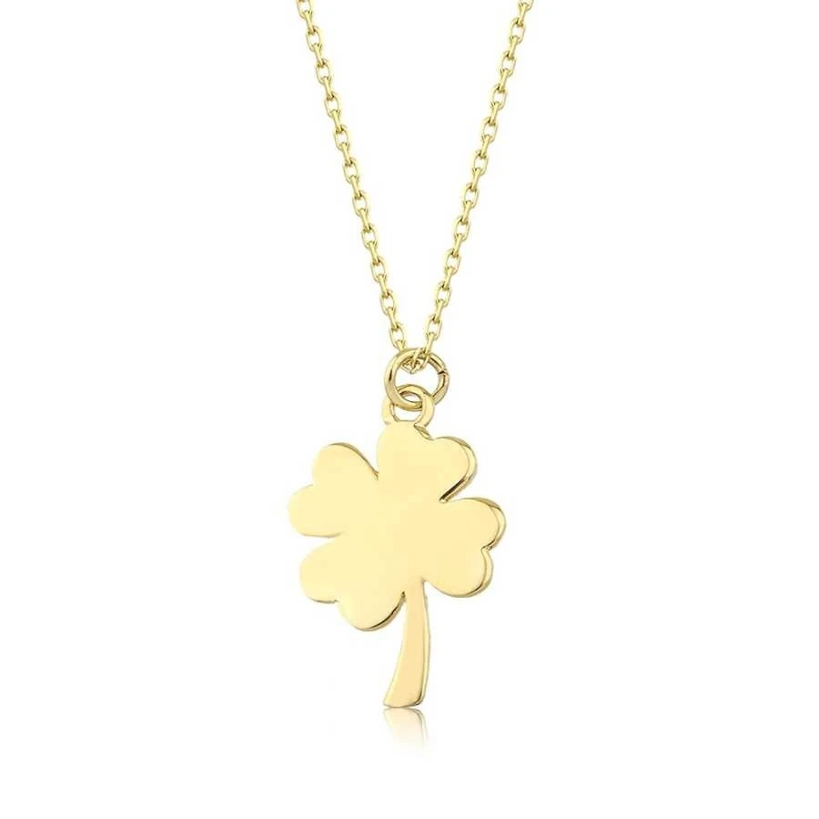 Altın Yonca Plaka Kolye - 1