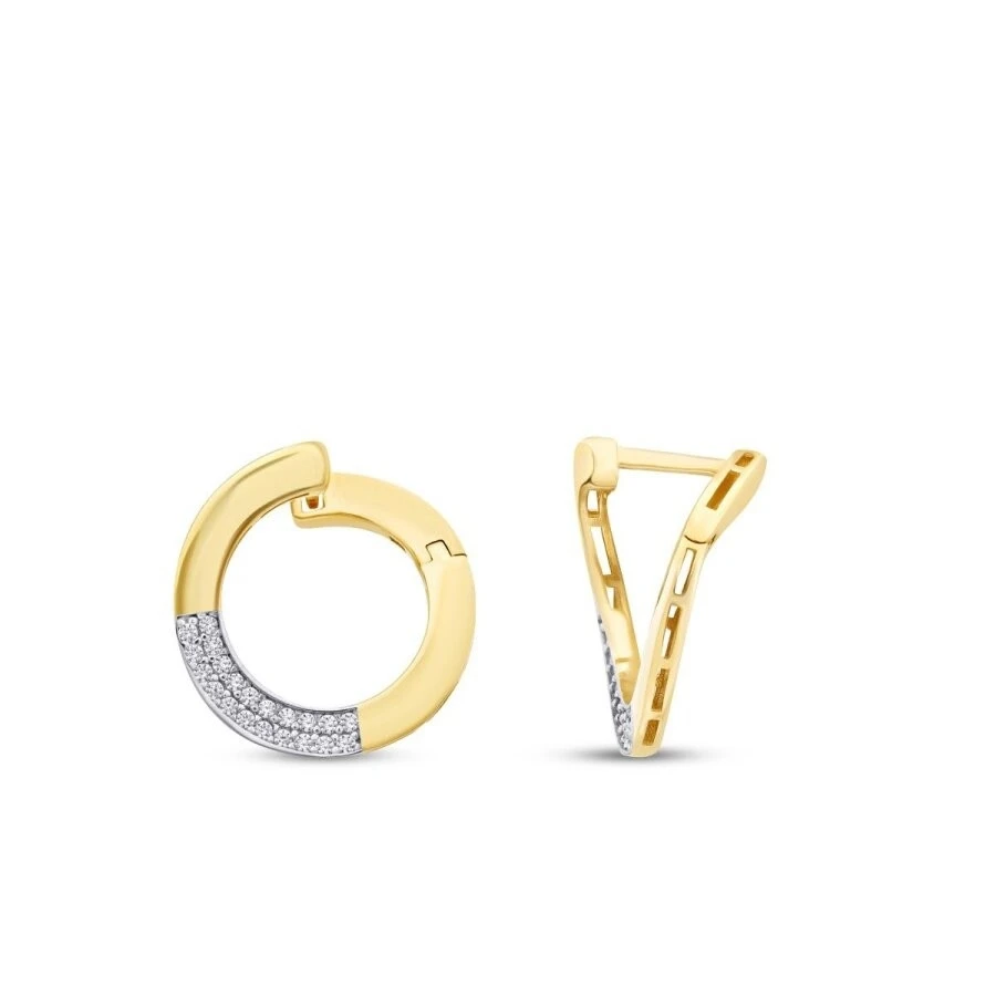 Altın Yuvarlak Taşlı Küpe - 1