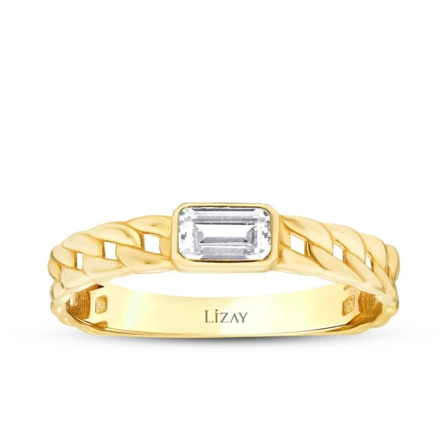 Altın Zincir Detaylı Baget Yüzük - 1