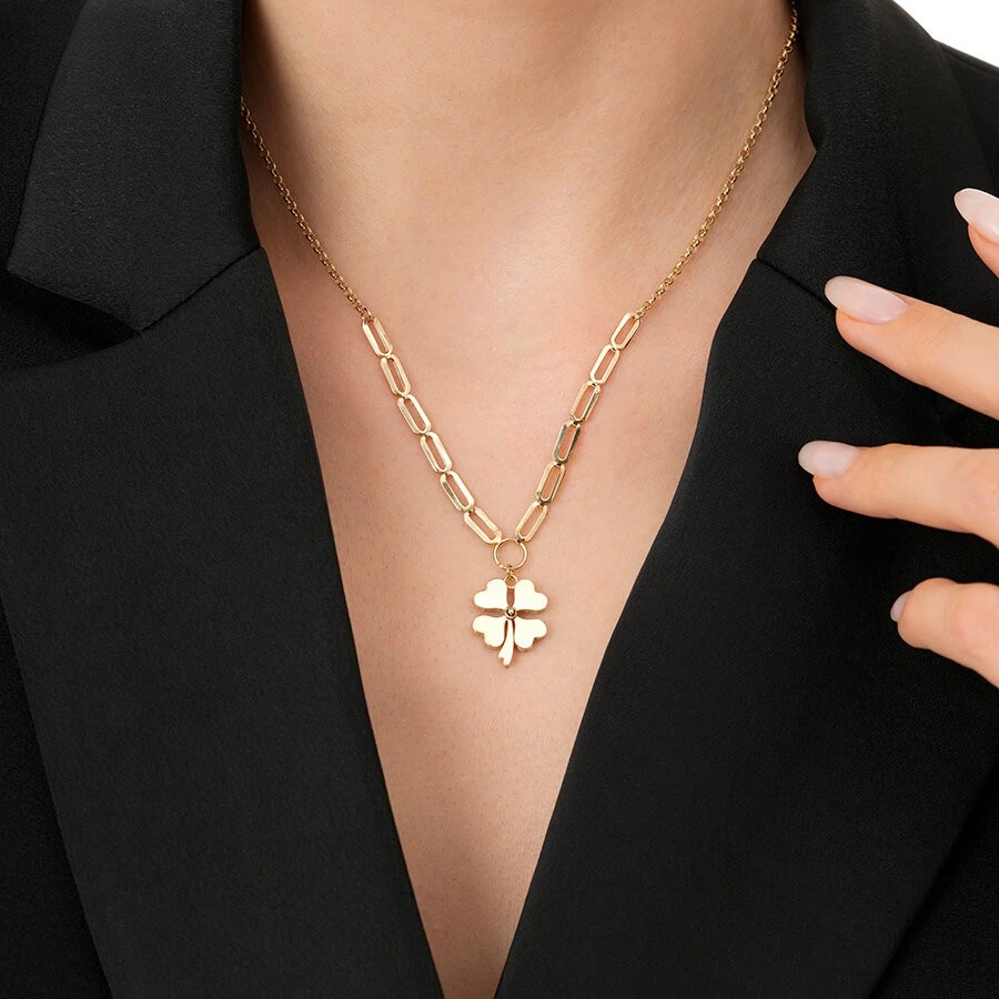 Altın Zincirli Yonca Kolye - 3